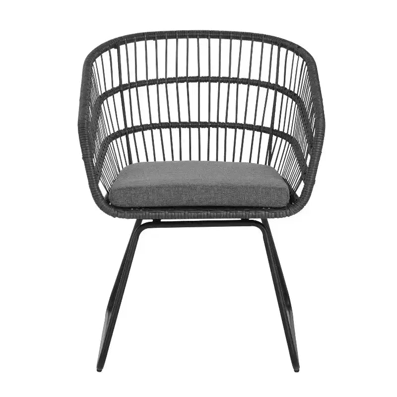 Okak 16 Boho Industrial Patio Accent Chairs Club Chairs with Cushion,Set of 2,Outdoor Wicker Rattan Dining Chairs,Modern Patio Furniture Seating