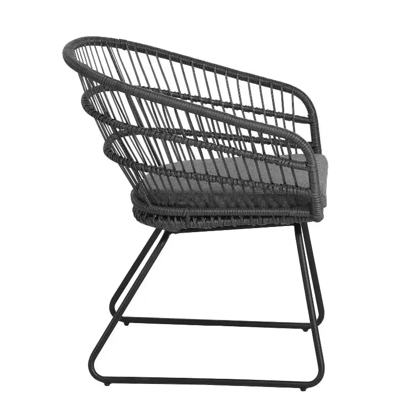 Okak 16 Boho Industrial Patio Accent Chairs Club Chairs with Cushion,Set of 2,Outdoor Wicker Rattan Dining Chairs,Modern Patio Furniture Seating