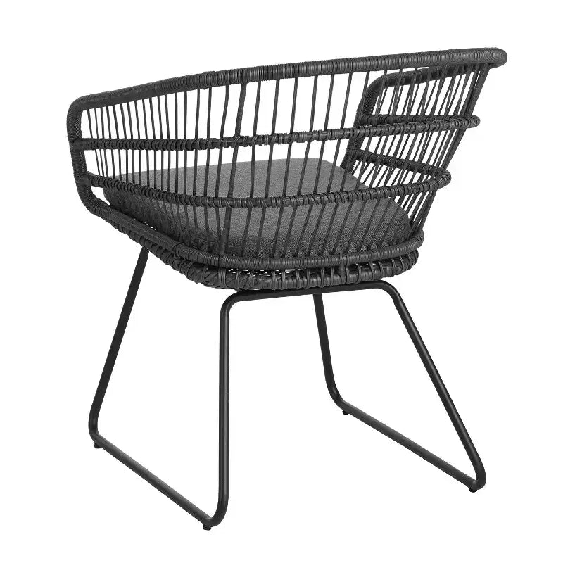 Okak 16 Boho Industrial Patio Accent Chairs Club Chairs with Cushion,Set of 2,Outdoor Wicker Rattan Dining Chairs,Modern Patio Furniture Seating