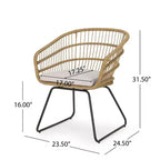 Okak 16 Boho Industrial Patio Accent Chairs Club Chairs with Cushion,Set of 2,Outdoor Wicker Rattan Dining Chairs,Modern Patio Furniture Seating