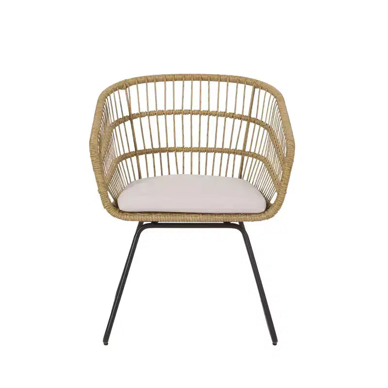 Okak 16 Boho Industrial Patio Accent Chairs Club Chairs with Cushion,Set of 2,Outdoor Wicker Rattan Dining Chairs,Modern Patio Furniture Seating
