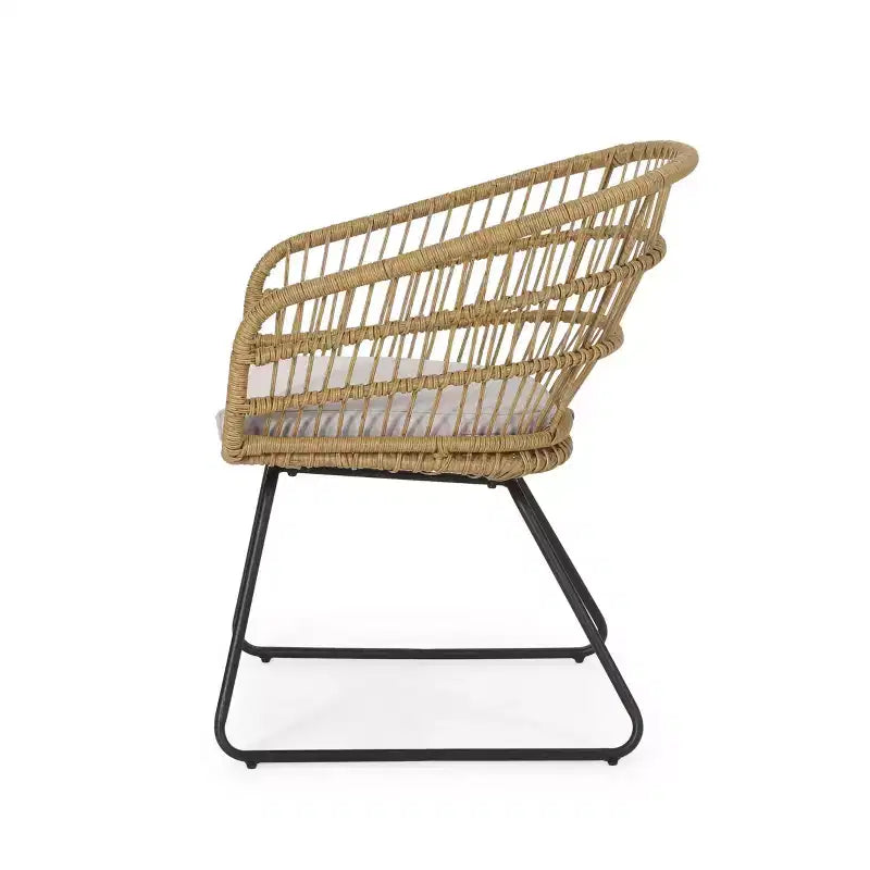 Okak 16 Boho Industrial Patio Accent Chairs Club Chairs with Cushion,Set of 2,Outdoor Wicker Rattan Dining Chairs,Modern Patio Furniture Seating