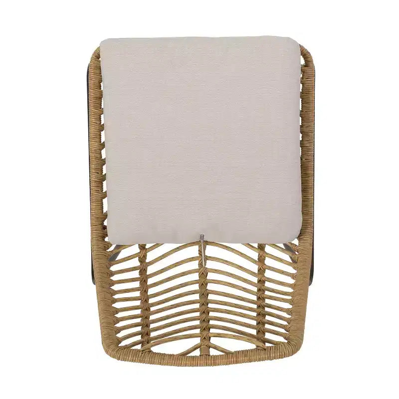 Okak 17.5 sedie a sdraio Boho Industrial da patio con cuscino, set di 2, sedie da pranzo in rattan da esterno, mobili da esterno