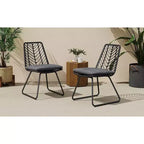 Okak 17.5 sedie a sdraio Boho Industrial da patio con cuscino, set di 2, sedie da pranzo in rattan da esterno, mobili da esterno