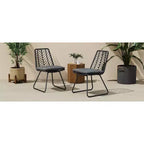 Okak 17.5 sedie a sdraio Boho Industrial da patio con cuscino, set di 2, sedie da pranzo in rattan da esterno, mobili da esterno