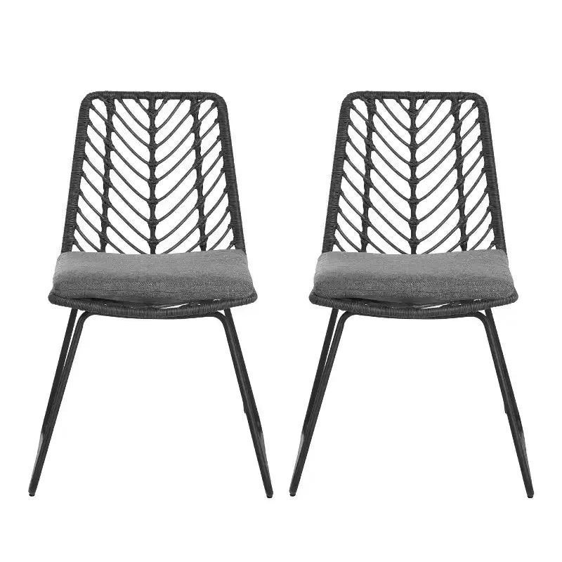 Okak 17.5 sedie a sdraio Boho Industrial da patio con cuscino, set di 2, sedie da pranzo in rattan da esterno, mobili da esterno