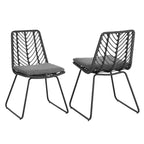 Okak 17.5 sedie a sdraio Boho Industrial da patio con cuscino, set di 2, sedie da pranzo in rattan da esterno, mobili da esterno