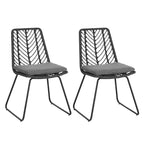 Okak 17.5 sedie a sdraio Boho Industrial da patio con cuscino, set di 2, sedie da pranzo in rattan da esterno, mobili da esterno