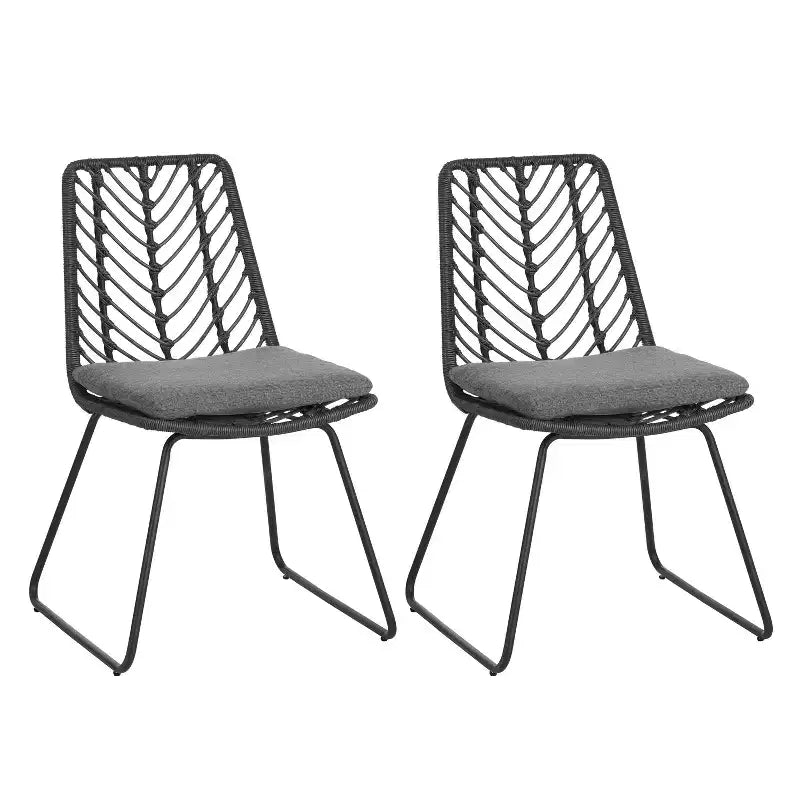 Okak 17.5 sedie a sdraio Boho Industrial da patio con cuscino, set di 2, sedie da pranzo in rattan da esterno, mobili da esterno