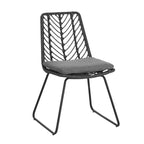 Okak 17.5 sedie a sdraio Boho Industrial da patio con cuscino, set di 2, sedie da pranzo in rattan da esterno, mobili da esterno