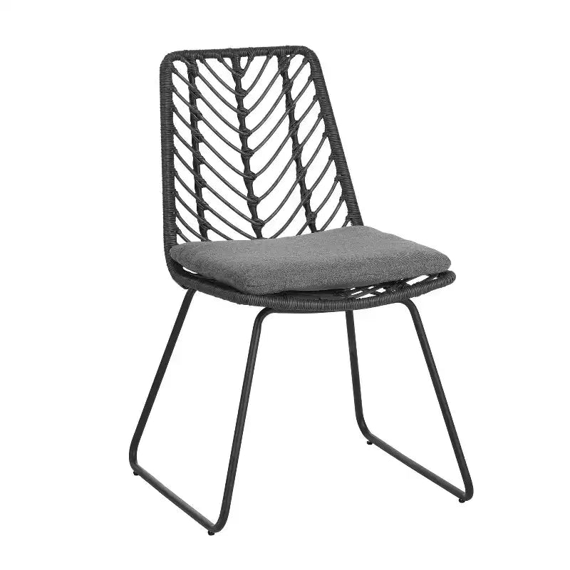 Okak 17.5 sedie a sdraio Boho Industrial da patio con cuscino, set di 2, sedie da pranzo in rattan da esterno, mobili da esterno
