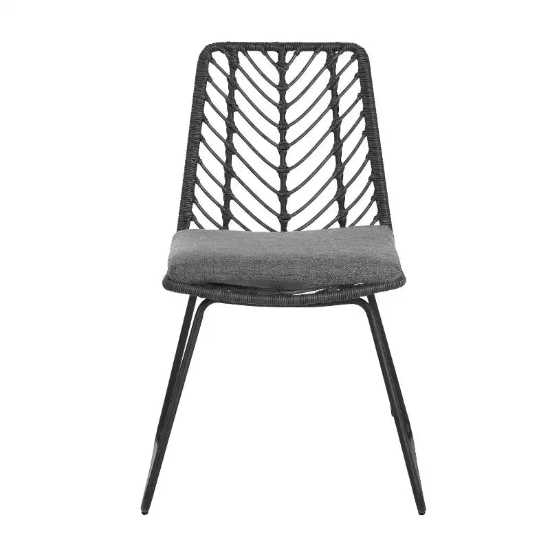 Okak 17.5 sedie a sdraio Boho Industrial da patio con cuscino, set di 2, sedie da pranzo in rattan da esterno, mobili da esterno