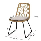 Okak 17.5 sedie a sdraio Boho Industrial da patio con cuscino, set di 2, sedie da pranzo in rattan da esterno, mobili da esterno