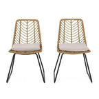Okak 17.5 sedie a sdraio Boho Industrial da patio con cuscino, set di 2, sedie da pranzo in rattan da esterno, mobili da esterno