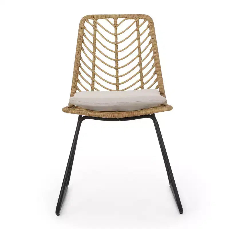Okak 17.5 sedie a sdraio Boho Industrial da patio con cuscino, set di 2, sedie da pranzo in rattan da esterno, mobili da esterno
