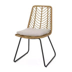 Okak 17.5 sedie a sdraio Boho Industrial da patio con cuscino, set di 2, sedie da pranzo in rattan da esterno, mobili da esterno