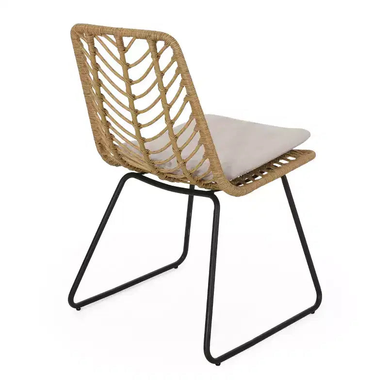 Okak 17.5 sedie a sdraio Boho Industrial da patio con cuscino, set di 2, sedie da pranzo in rattan da esterno, mobili da esterno