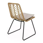 Okak 17.5 sedie a sdraio Boho Industrial da patio con cuscino, set di 2, sedie da pranzo in rattan da esterno, mobili da esterno