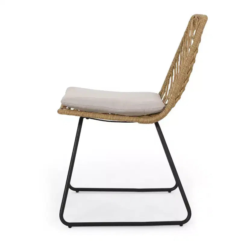 Okak 17.5 sedie a sdraio Boho Industrial da patio con cuscino, set di 2, sedie da pranzo in rattan da esterno, mobili da esterno