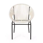 Okak Rustic Industrial Patio Accent Chairs Egg Club Chairs,Set of 2,Outdoor Wicker PE Rattan&Iron Dining Chairs,Patio Furniture Seating