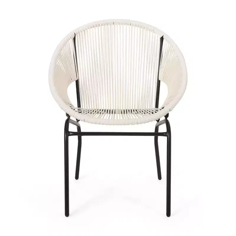 Okak Rustic Industrial Patio Accent Chairs Egg Club Chairs,Set of 2,Outdoor Wicker PE Rattan&Iron Dining Chairs,Patio Furniture Seating