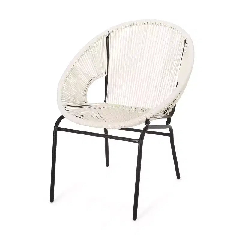 Okak Rustic Industrial Patio Accent Chairs Egg Club Chairs,Set of 2,Outdoor Wicker PE Rattan&Iron Dining Chairs,Patio Furniture Seating