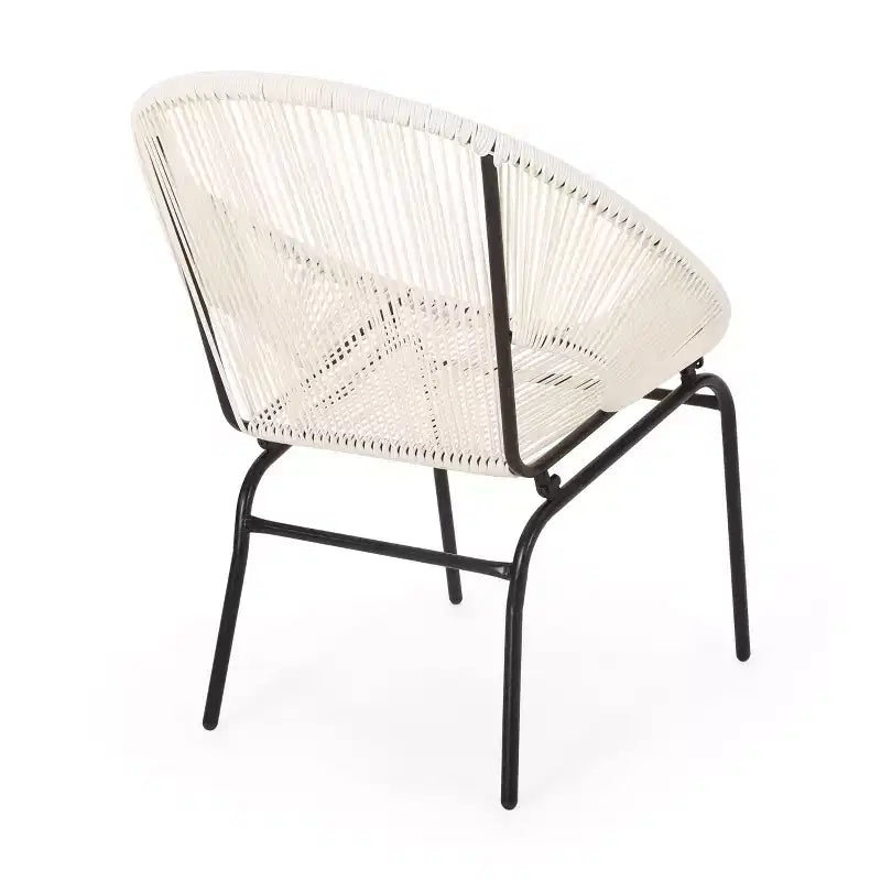Okak Rustic Industrial Patio Accent Chairs Egg Club Chairs,Set of 2,Outdoor Wicker PE Rattan&Iron Dining Chairs,Patio Furniture Seating