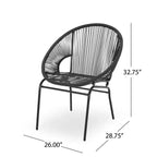 Okak Rustic Industrial Patio Accent Chairs Egg Club Chairs,Set of 2,Outdoor Wicker PE Rattan&Iron Dining Chairs,Patio Furniture Seating