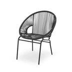 Okak Rustic Industrial Patio Accent Chairs Egg Club Chairs,Set of 2,Outdoor Wicker PE Rattan&Iron Dining Chairs,Patio Furniture Seating