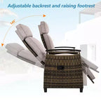 Okak 80-145 Divanetto Reclinabile da Patio con Tavolino Contenitore Incorporato, Schienale Alto e Poggiapiedi Regolabile, Sedia a Sdraio da Esterno per Portico e Giardino
