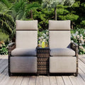 Okak 80-145 Divanetto Reclinabile da Patio con Tavolino Contenitore Incorporato, Schienale Alto e Poggiapiedi Regolabile, Sedia a Sdraio da Esterno per Portico e Giardino