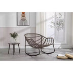 Okak Oversized Outdoor Rattan Rocking Chair Accent Chair with Detachable Cotton Cushion,Patio Recliner Chair Egg Chair for Porch,Backyard