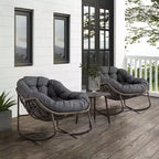Okak Oversized Outdoor Rattan Rocking Chair Accent Chair with Detachable Cotton Cushion,Patio Recliner Chair Egg Chair for Porch,Backyard