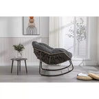 Okak Oversized Outdoor Rattan Rocking Chair Accent Chair with Detachable Cotton Cushion,Patio Recliner Chair Egg Chair for Porch,Backyard