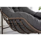 Okak Oversized Outdoor Rattan Rocking Chair Accent Chair with Detachable Cotton Cushion,Patio Recliner Chair Egg Chair for Porch,Backyard