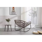 Okak Oversized Outdoor Rattan Rocking Chair Accent Chair with Detachable Cotton Cushion,Patio Recliner Chair Egg Chair for Porch,Backyard