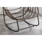 Okak Oversized Outdoor Rattan Rocking Chair Accent Chair with Detachable Cotton Cushion,Patio Recliner Chair Egg Chair for Porch,Backyard