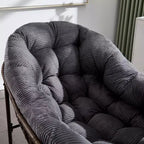 Okak Oversized Outdoor Rattan Rocking Chair Accent Chair with Detachable Cotton Cushion,Patio Recliner Chair Egg Chair for Porch,Backyard