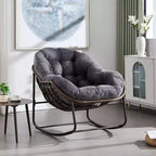 Okak Oversized Outdoor Rattan Rocking Chair Accent Chair with Detachable Cotton Cushion,Patio Recliner Chair Egg Chair for Porch,Backyard