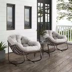 Okak Oversized Outdoor Rattan Rocking Chair Accent Chair with Detachable Cotton Cushion,Patio Recliner Chair Egg Chair for Porch,Backyard