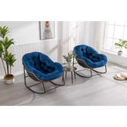 Okak Oversized Outdoor Rattan Rocking Chair Accent Chair with Detachable Cotton Cushion,Patio Recliner Chair Egg Chair for Porch,Backyard