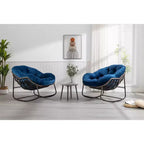 Okak Oversized Outdoor Rattan Rocking Chair Accent Chair with Detachable Cotton Cushion,Patio Recliner Chair Egg Chair for Porch,Backyard