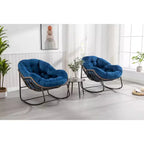 Okak Oversized Outdoor Rattan Rocking Chair Accent Chair with Detachable Cotton Cushion,Patio Recliner Chair Egg Chair for Porch,Backyard