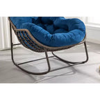 Okak Oversized Outdoor Rattan Rocking Chair Accent Chair with Detachable Cotton Cushion,Patio Recliner Chair Egg Chair for Porch,Backyard