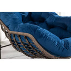 Okak Oversized Outdoor Rattan Rocking Chair Accent Chair with Detachable Cotton Cushion,Patio Recliner Chair Egg Chair for Porch,Backyard