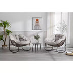 Okak Oversized Outdoor Rattan Rocking Chair Accent Chair with Detachable Cotton Cushion,Patio Recliner Chair Egg Chair for Porch,Backyard