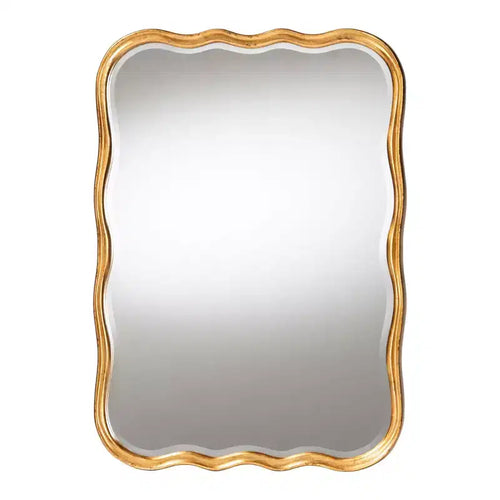 Specchio da parete decorativo smerlato Baxton Studio Fredrika in legno con foglia d'oro antico