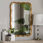 Baxton Studio Fredrika Antique Goldleaf Scalloped Wood Accent Wall Mirror