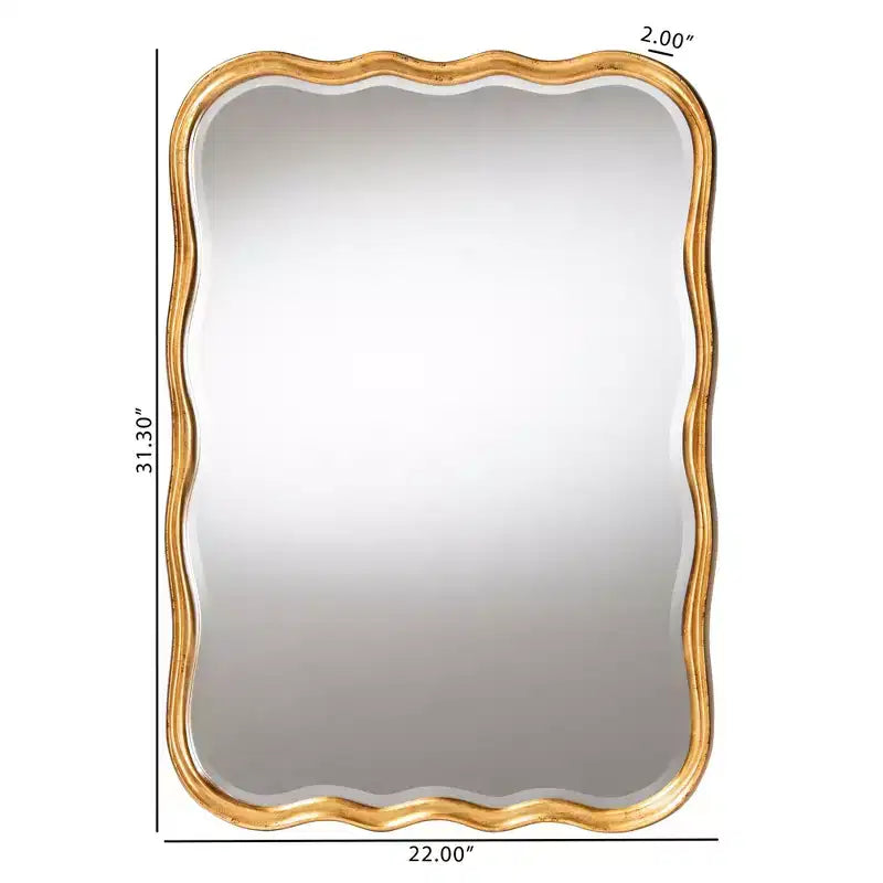 Baxton Studio Fredrika Antique Goldleaf Scalloped Wood Accent Wall Mirror
