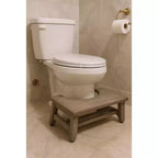 HomeRoots 8 Gray Solid Teak Bathroom Toilet Stool